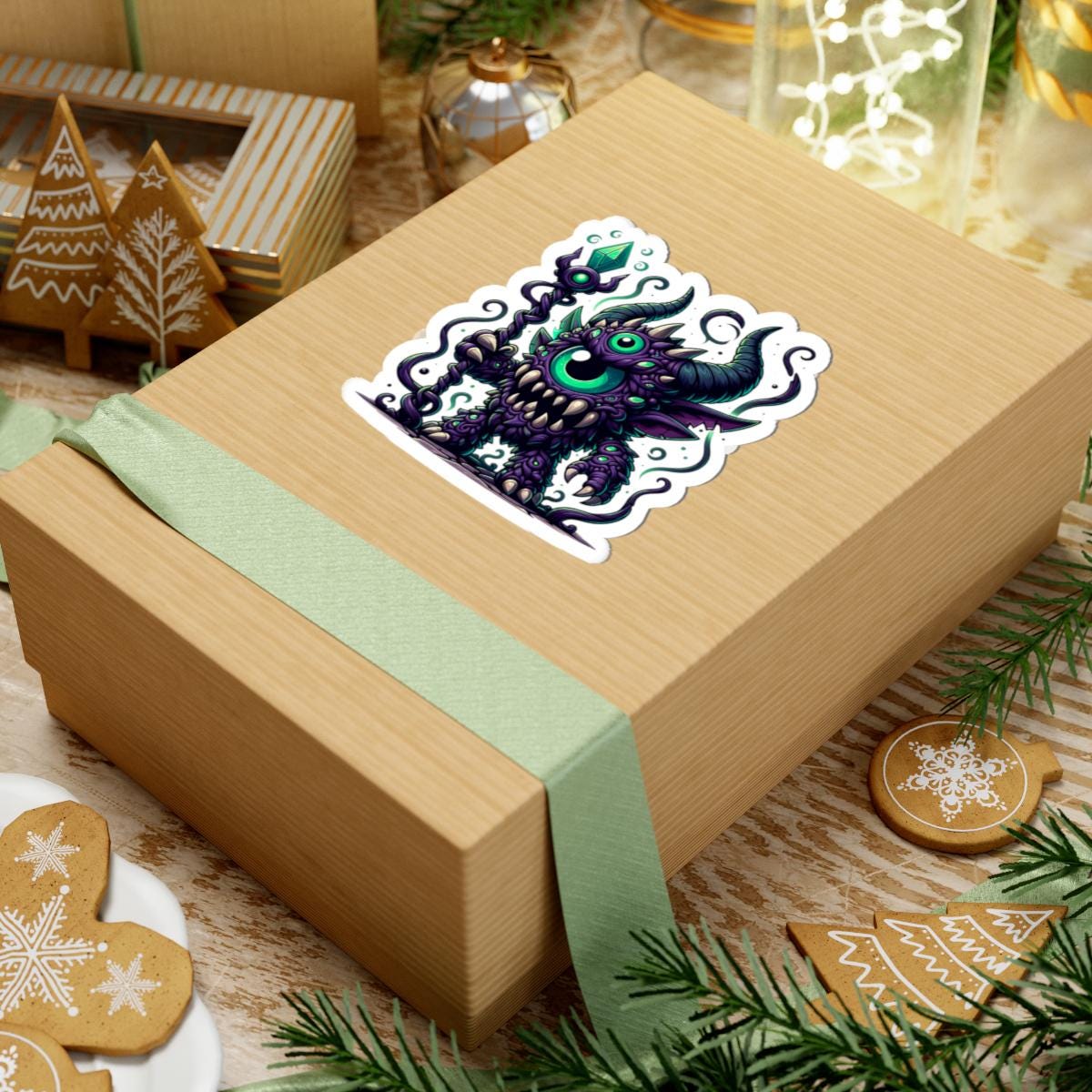 Purple Cyclops Sorcerer Vinyl Sticker: Fantasy Art Decal